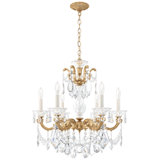 La Scala 6 Light 23in x 25in Chandelier in Parchment Gold with Clear Radiance Crystals