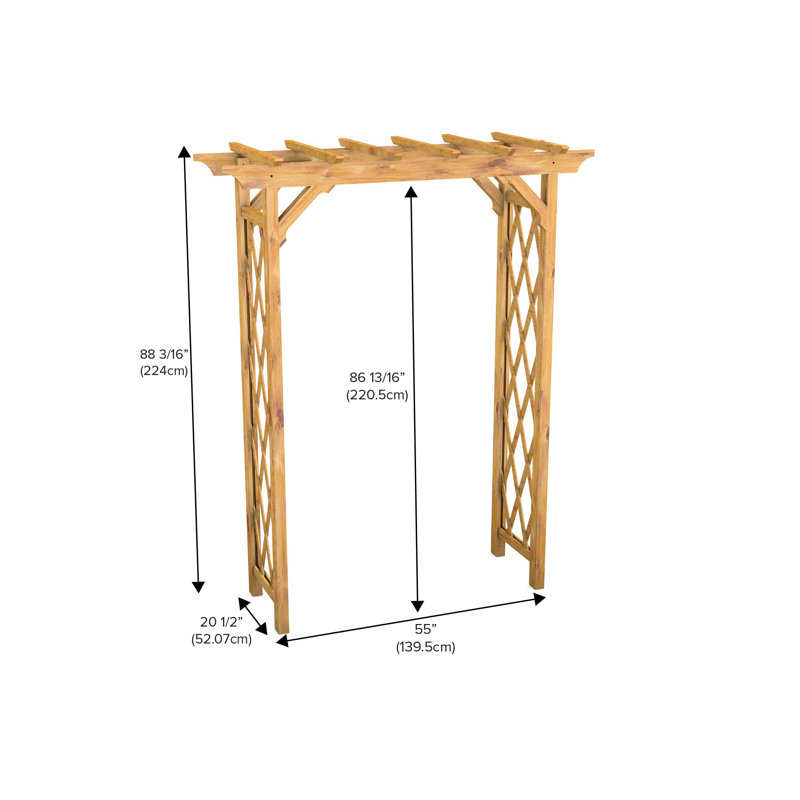 Golden Brown Cedar Garden Arbor with Lattice Panels