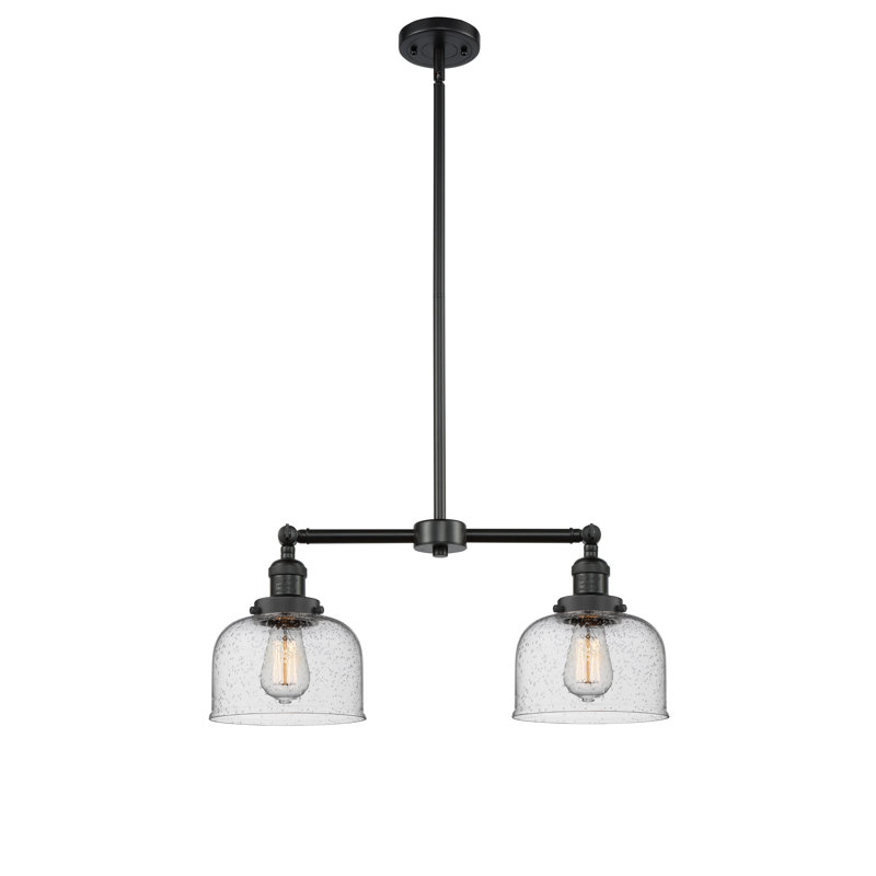 Shufelt 2 - Light Kitchen Island Pendant, 6 Watt Vinage LED Bulb, Seedy, Matte Black
