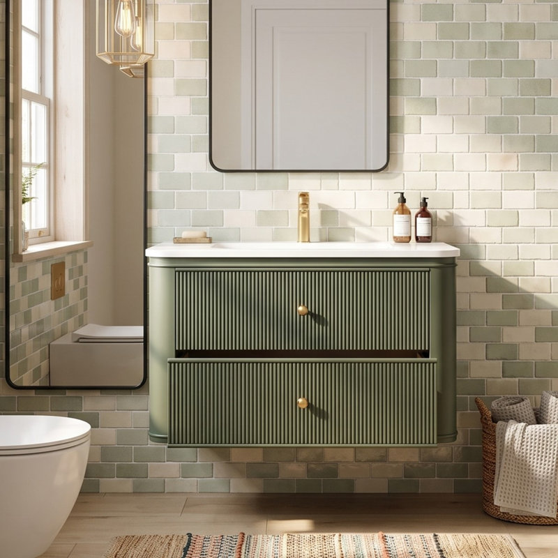 Meuble-lavabo mural flottant avec lavabo et lavabo intégré en acrylique, 30''