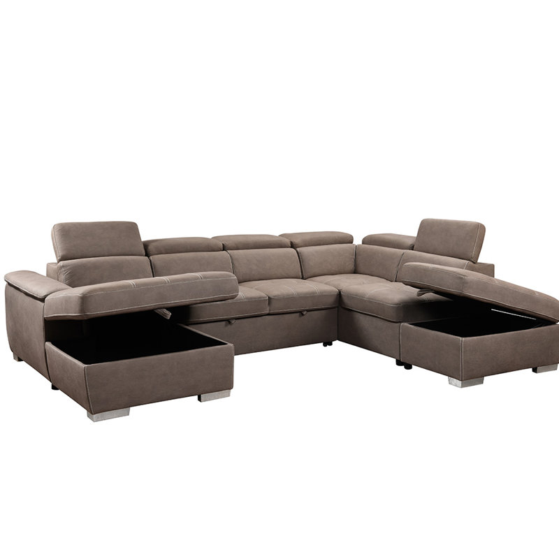 Canapé modulaire 3 pièces Autenberry, Similicuir brun