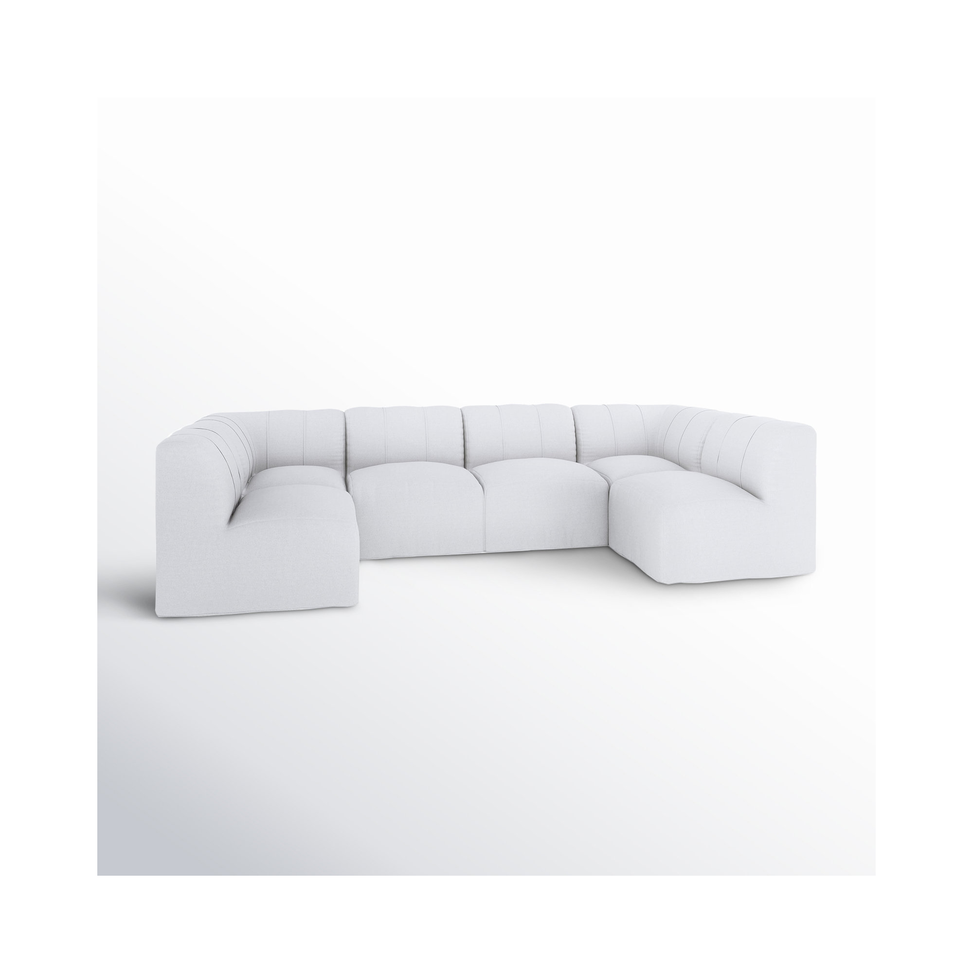 Praia 124" Sunbrella Outdoor U Sectional, Canvas White Sunbrella® Canvas