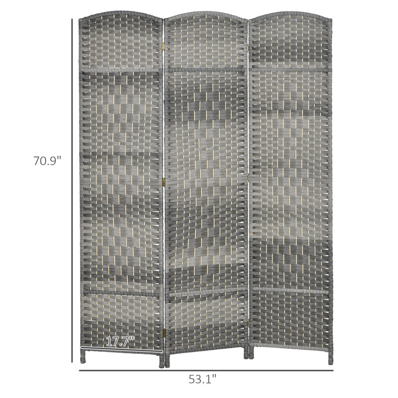 Paravent pliable à 3 panneaux, 1,83 m de hauteur, en bois, autoportant, pour bureau à domicile, gris chiné, 3, Gris