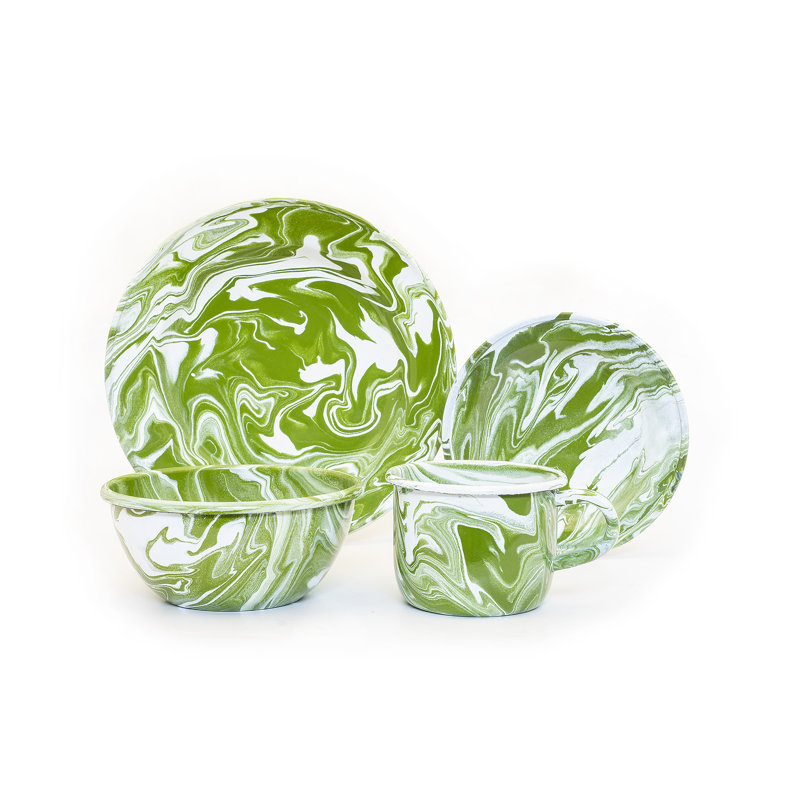 Hand Made Timur 16 Piece Dinnerware Set, Green
