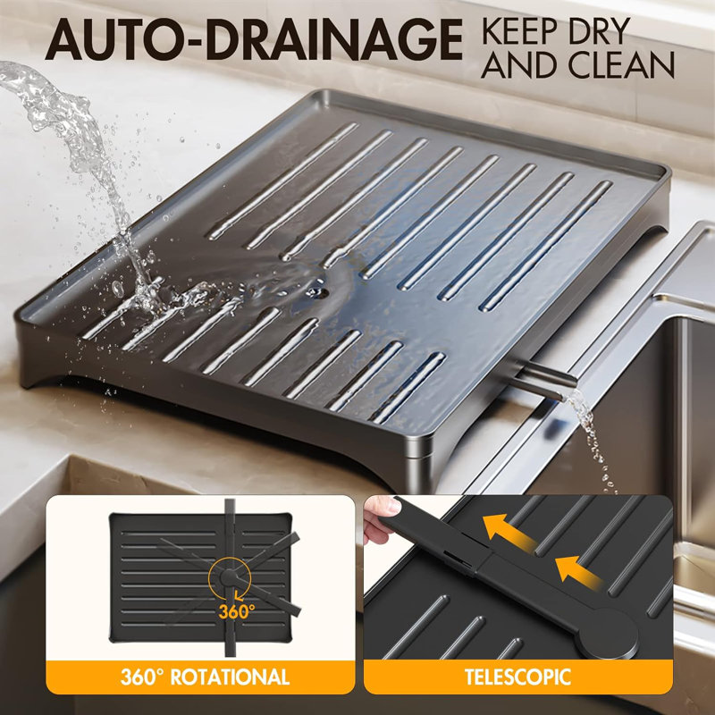 Black Metal 2-Tier Dish Drying Rack with Utensil Cup