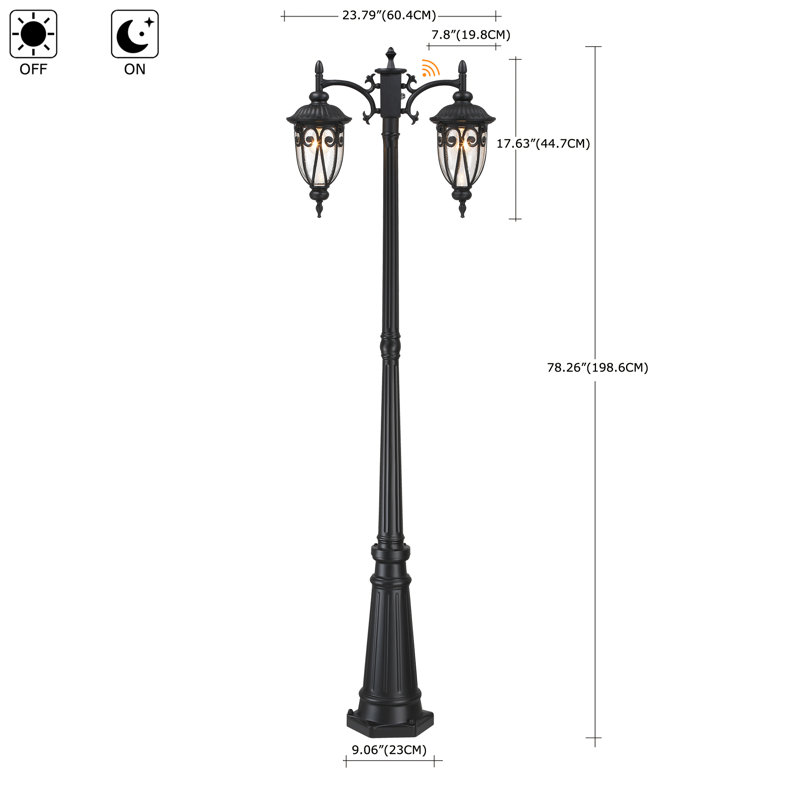 Lampadaire d'extérieur en aluminium 78 po avec crépuscule à l'aube