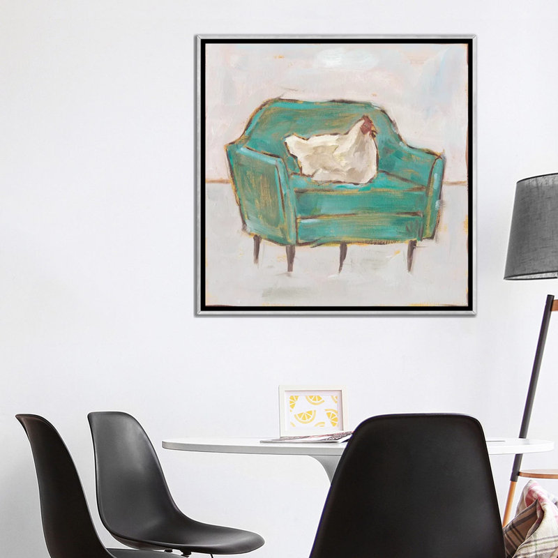 «Creature Comforts VII» par Ethan Harper - reproduction d'art, H 37 po x l 37 po x P 1,5 po, Toile avec cadre argenté