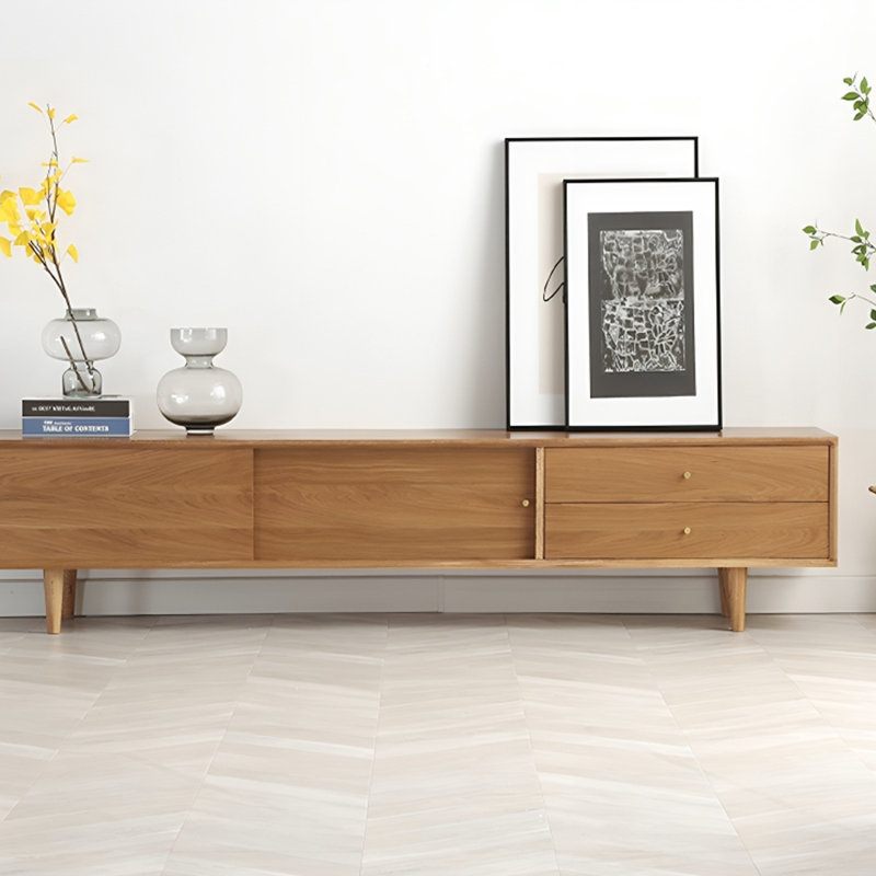 Meuble télé avec portes coulissantes Red Oak, H 15,75 po x L 82,67 po x l 15,75 po