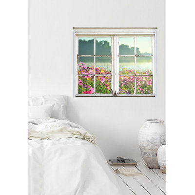 Wandtattoo Fenster Kreuzweise Blumenwiese