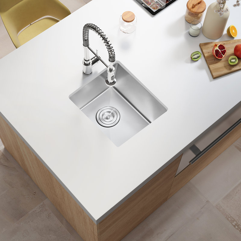 ATTOP 15'' L x 13'' W Scratch-Resistant Stainless Steel Undermount Bar Sink With Strainer