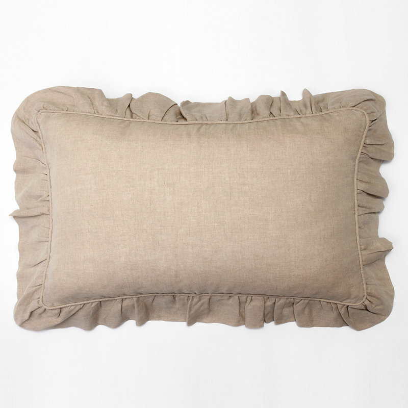 Linen Lumbar Pillow Cover & Insert, Brown, Lumbar 14" H x 20" W