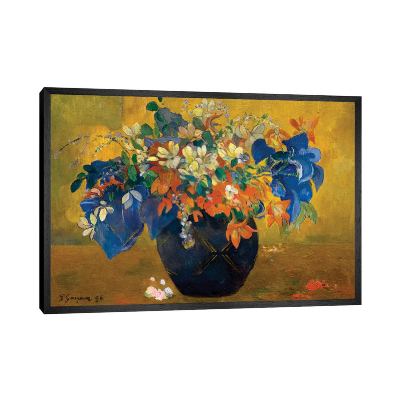 A Vase Of Flowers, 1896 by Paul Gauguin - Painting on Canvas, Black Framed, 45.72cm H x 66.04cm W x 3.81cm D