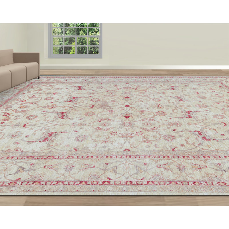 Hand-Knotted High-Quality Ivory Area Rug