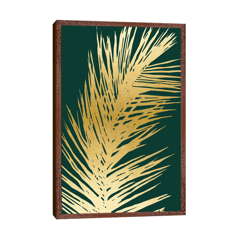Emerald Palm II by Natalie Carpentieri - Print on Canvas, 66.04 cm H x 45.72 cm W, Classic Brown Wood Framed
