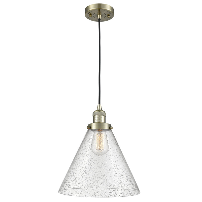 Luminaire suspendu conique à 1 lumière Westbrook, Laiton antique, Ampoule non incluse, Grainé