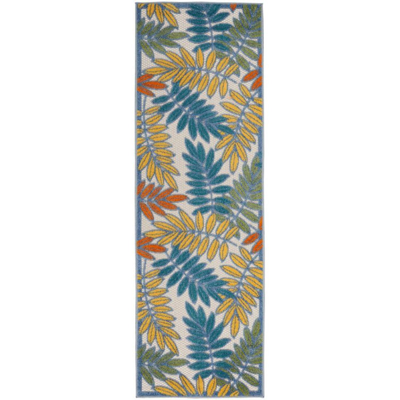 Leonhardt Floral Green/Blue/Yellow/Orange Indoor/Outdoor Area Rug, Runner 2' x 6'