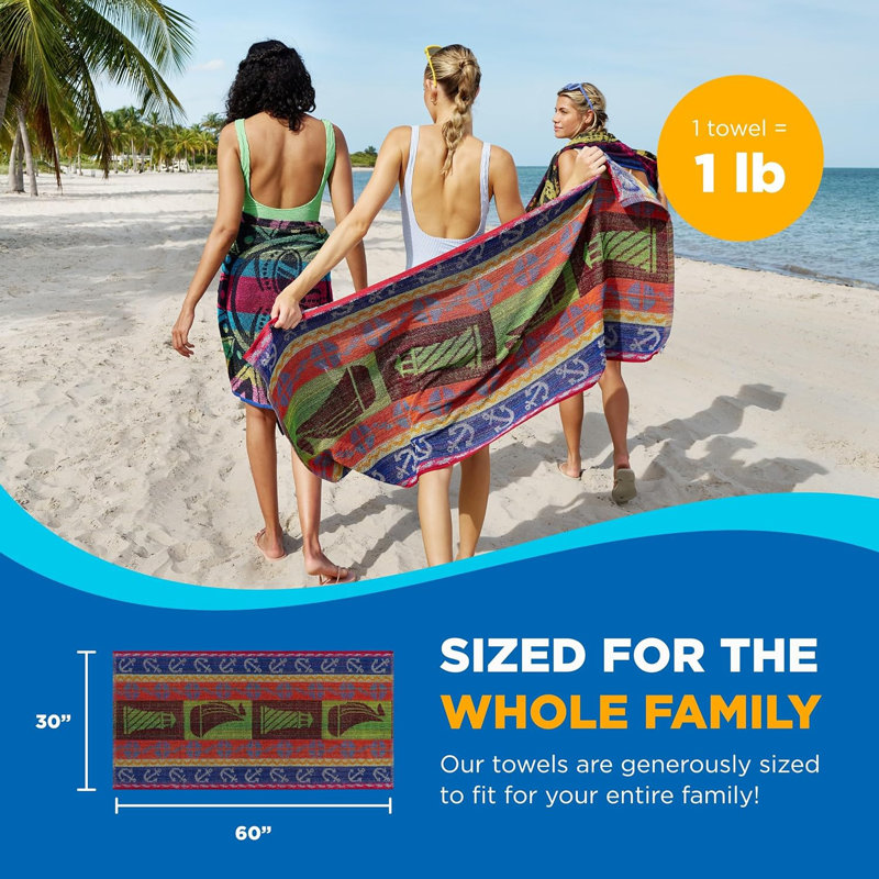 Ensemble de serviettes de plage 100% coton 12 pièces Archambault