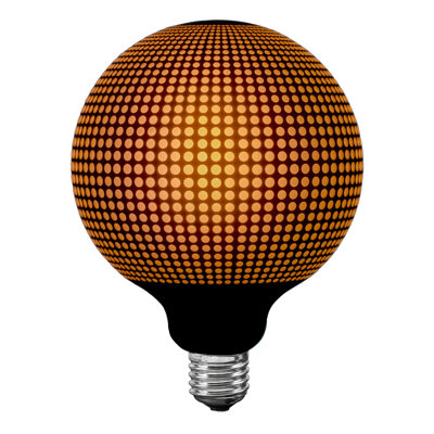 Ampoule à DEL G125 de Festive Living - lueur rétro chaleureuse 1800K, à intensité variable, noir mat de style Art déco, culot moyen E26, globe de style Edison 4W, pendentifs, lampes de table et guirlandes couvertes