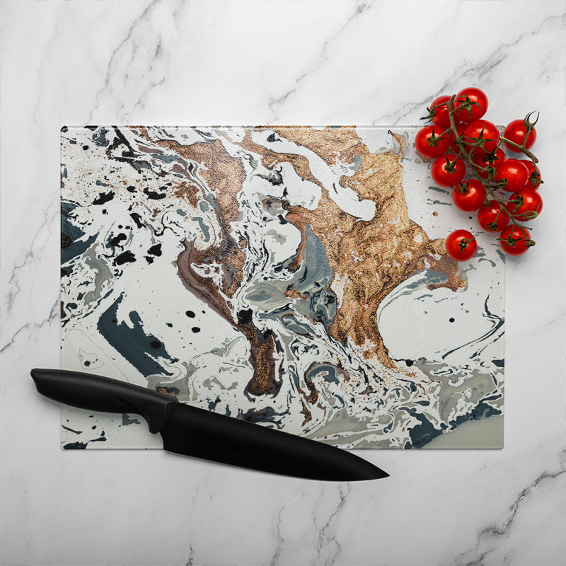 Marble Glass Chopping Board, 40cm L x 28cm W