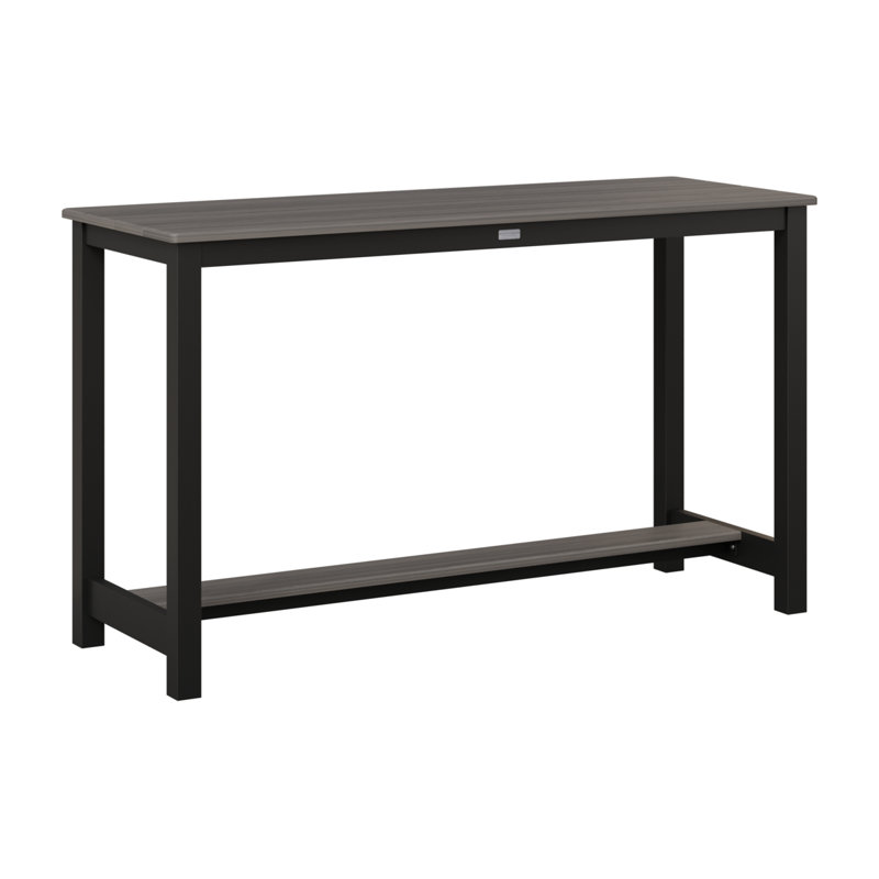 Table de jardin à hauteur de comptoir en aluminium Berlin Gardens, Noir mat, 35.5" H x 60" W x 22" D, Gris côtier
