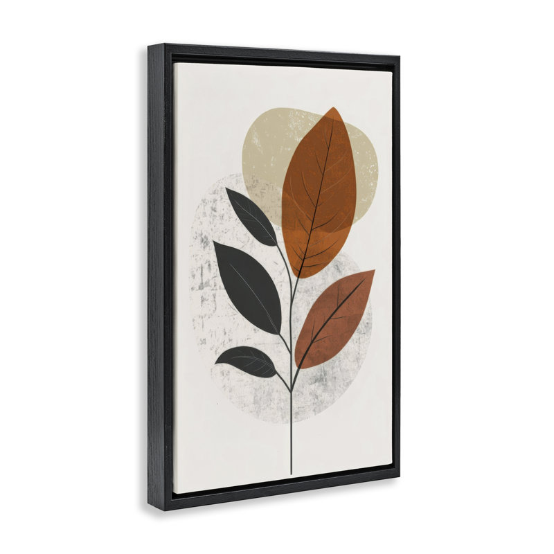  «Autumnal Neutral Leaves» par LSR Design Studio, Cadre flottant noir de jais, H 25 po x l 17 po