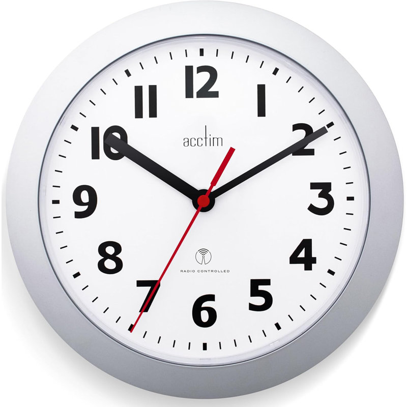 Acctim Parona Wall Clock Radio Controlled, 23 x 23 x 3.50cm, Silver