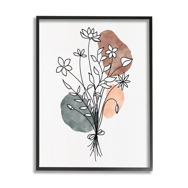 «Mixed Daisies Botanical Shapes», art de la giclée encadrée par JJ Design House LLC, H 14 po x l 11 po x P 1,5 po