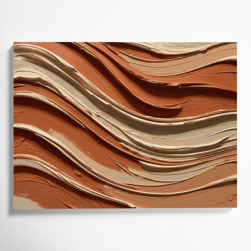 Toile horizontale rayée beige terre cuite brune, 12" H x 18" W