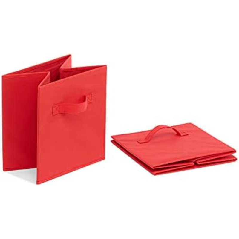 Cube Organizer Storage Bins Handles, Collapsible Fabric, Pack Of 6, 10.5"X10.5"X11", Red, 10.5" H x 10.5" W x 11" D, Red