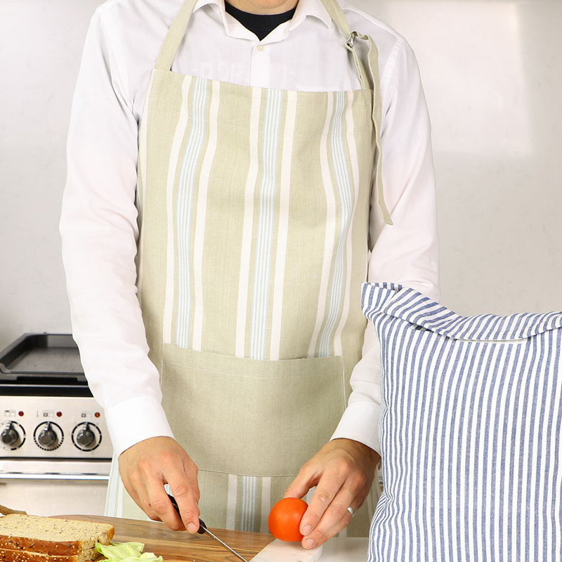 Striped Cotton Bib Apron