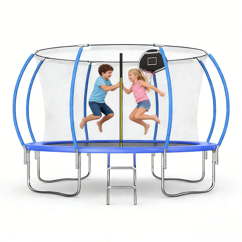 Tranpoline de jardin 12 pi avec filet de sécurité et crochet en T pour enfants et adultes