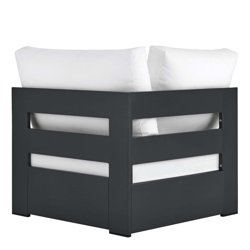 Tahoe Gray and White Aluminum Outdoor Corner Chair