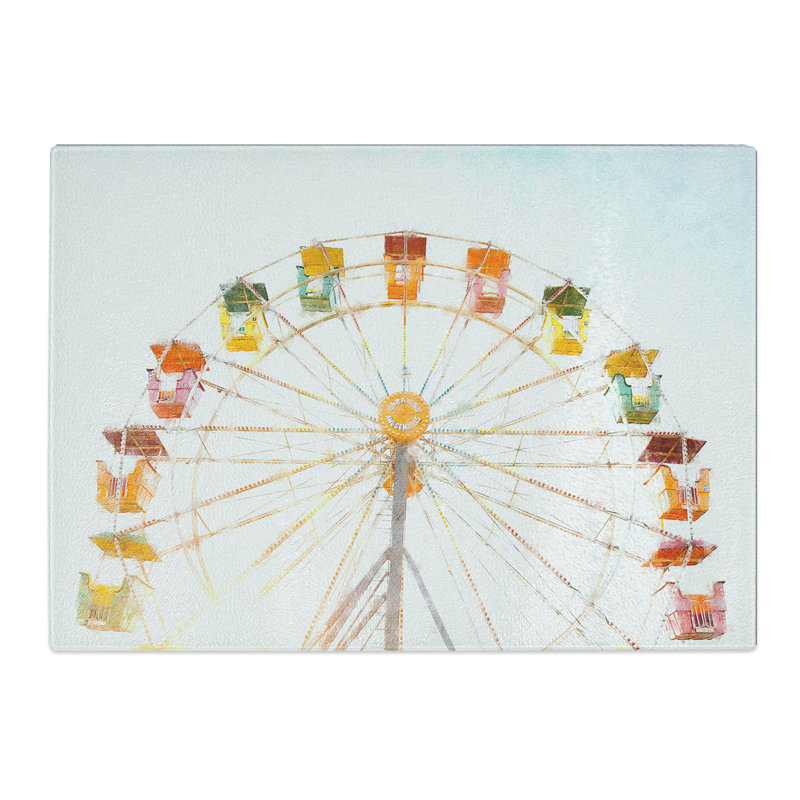 Tempered Glass Colourful Ferris Wheel Chopping Board, 28.5 cm x 39 cm