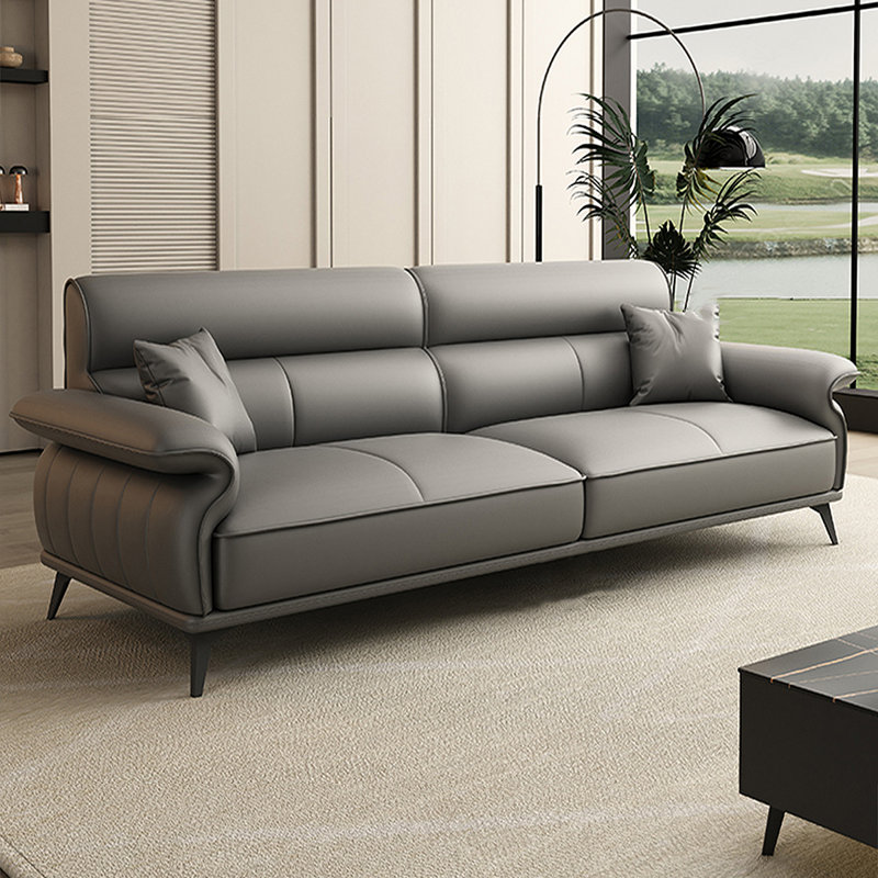 Canapé modulaire en cuir véritable LightGray, Gris clair