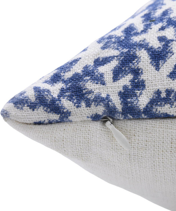 Housse de coussin en lin imprimé à la main Fabividine Pushpak Viman, 18 po x 18 po