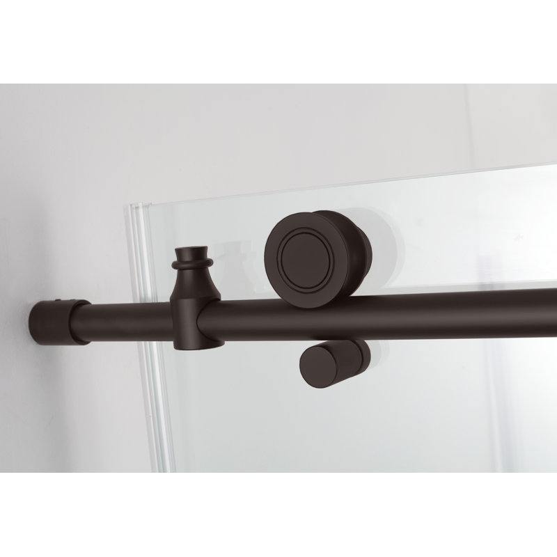 Coraline XL 56" W x 80" H Single Sliding Frameless Shower Door, Left Opening, Bronze