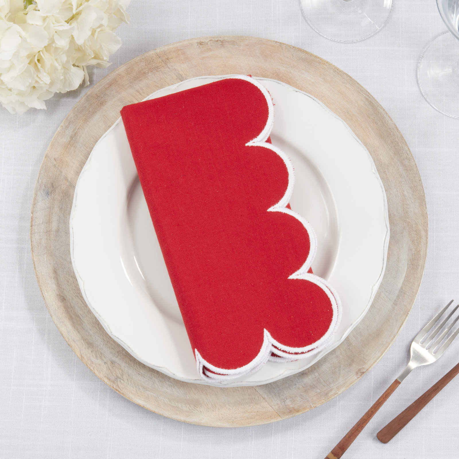 Paddock Reversible Cotton Napkin, Red