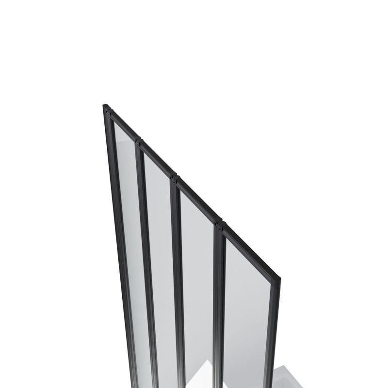 ANZZI de style accordéon de 56 po x 33 po Porte de douche réversible à 4 panneaux avec cadre et quincaillerie, Noir mat
