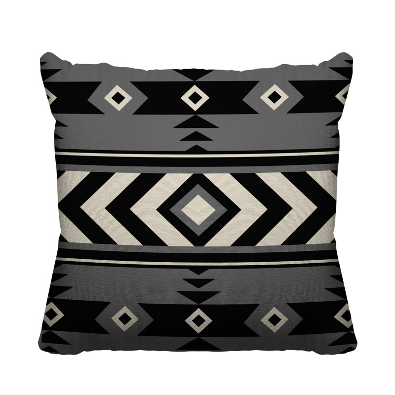 Coussin intérieur / extérieur Fika Southwestern, L 19 po x H 19 po, gris