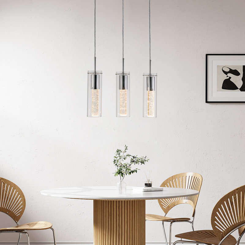 Modern Pendant Lighting with Chromed Finished, Chandeliers with Bubble Glass