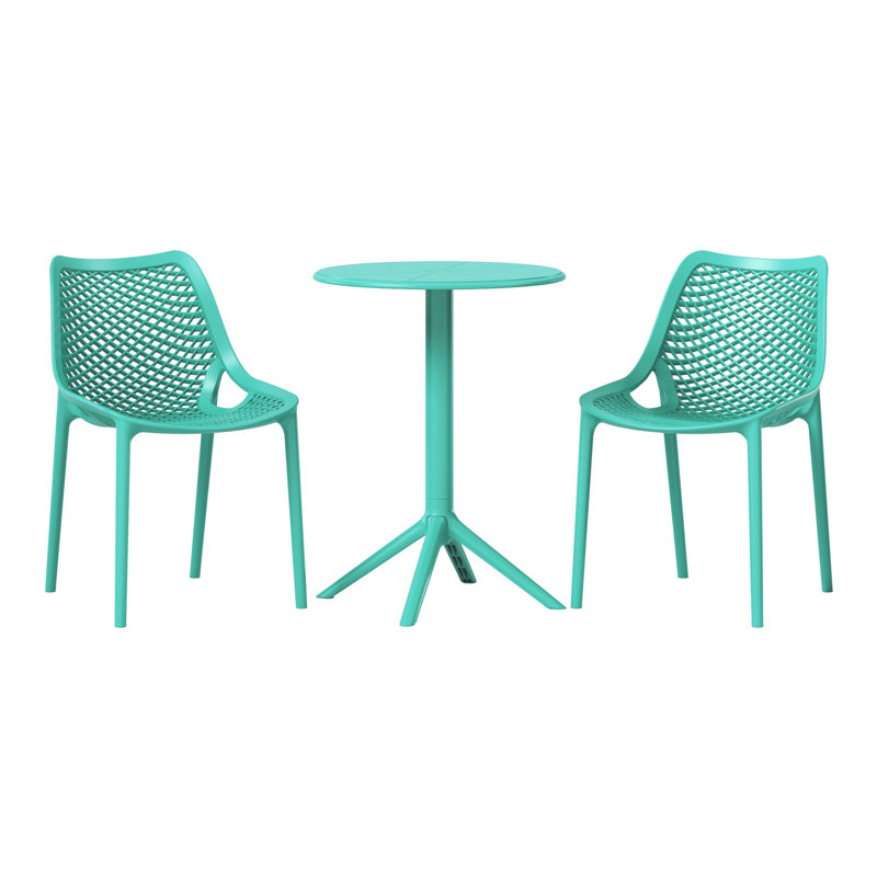 2-Person Outdoor Round Dining Set, Teal