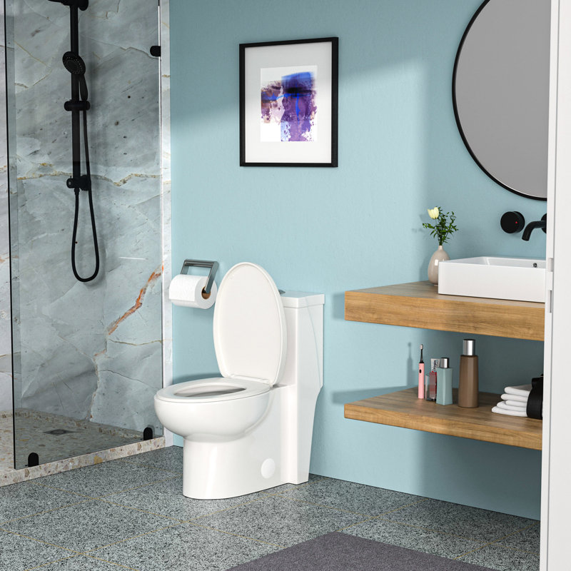 White Ceramic Toilet With Dual Flush And Wide Bowl - Comfortable Bathroom Use One Long-Lasting Glaze Staple
