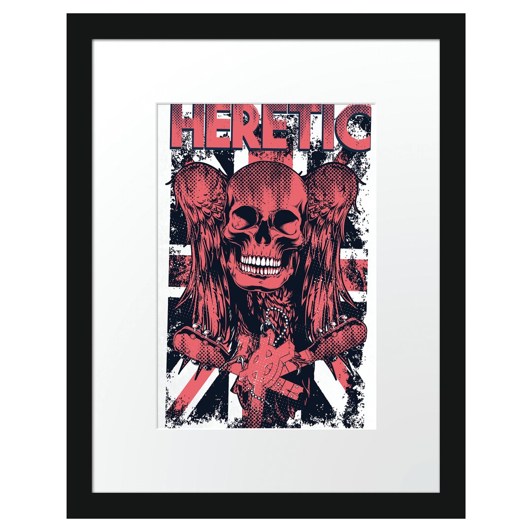 Gerahmtes Poster Wings Skull Light