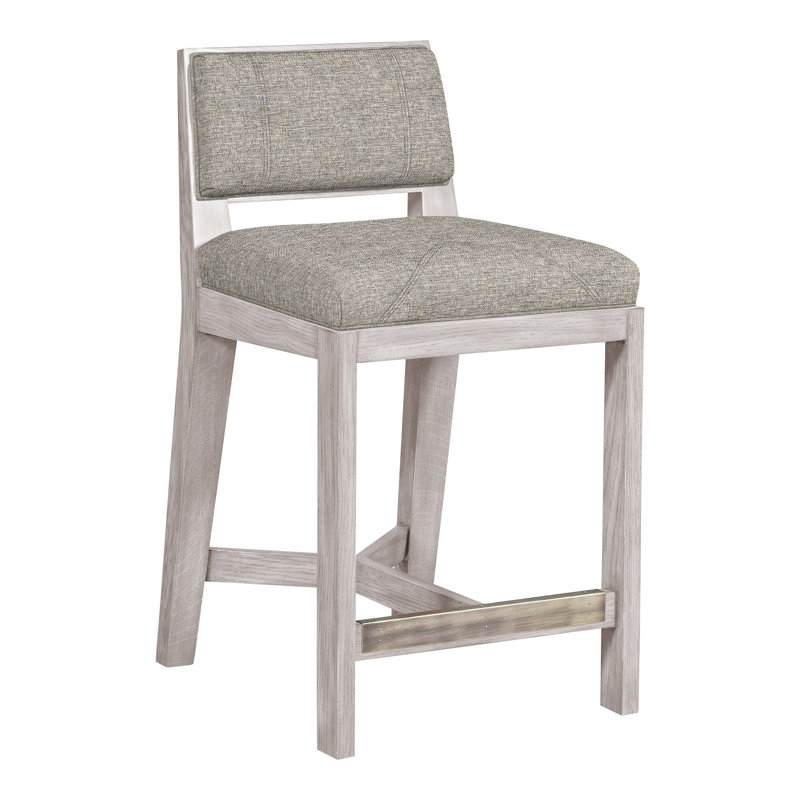 Scoville By Thom Filicia Upholstered Counter Stool with Solid Wood Frame, Gris colombe, Impala tempête
