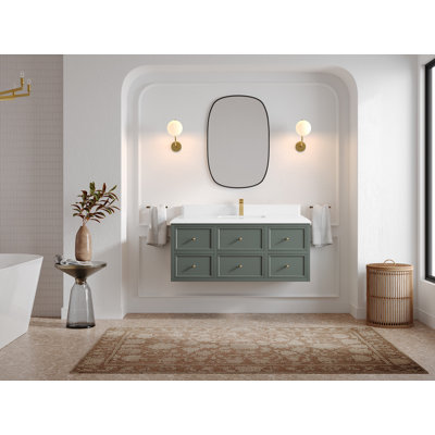 Roswell Floating 48'' Single Bathroom Vanity with Quartz Top
