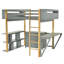 Lit mezzanine en bois avec armoire de rangement intégrée et cubes, bureau pliable-589714441-589714440