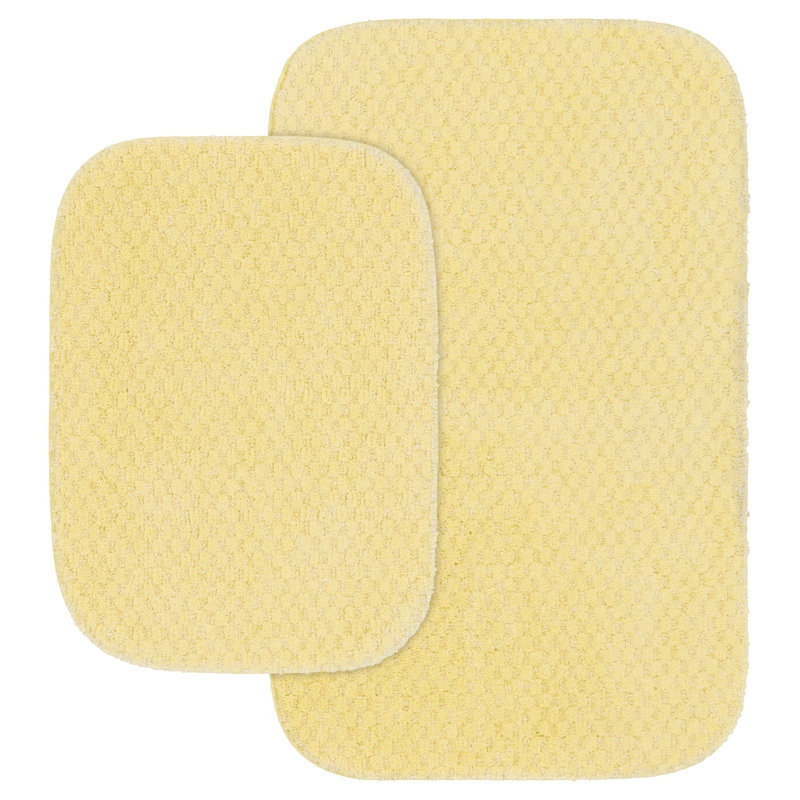 Juliahna Nylon 2 Piece Bath Rug Set with Non-Slip Backing, Yellow