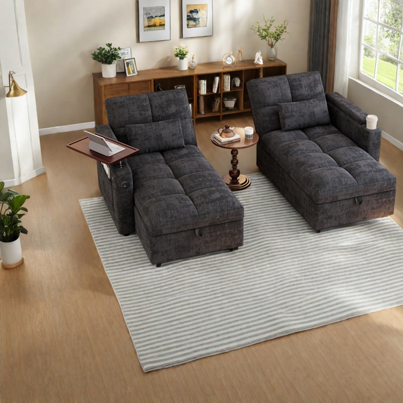 Upholstered Sectional, Black