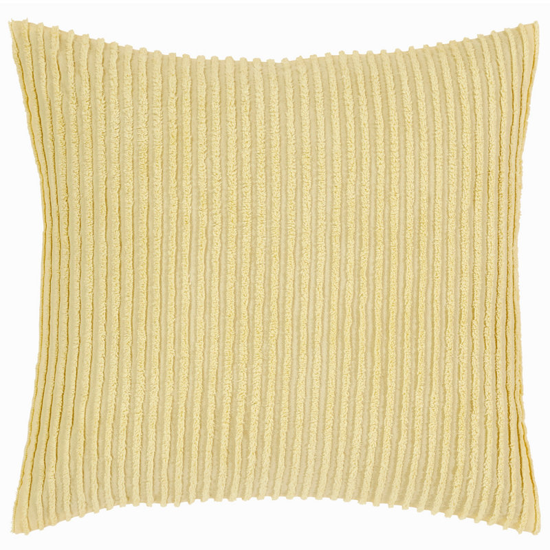 Jullian 100% Cotton Tufted Pillow Sham, Modern Stripe Design, Soft Breathable Decorative Cover, OEKO-TEX Certified, Machine Washable, Euro (26" x 26"), Yellow, All-Season