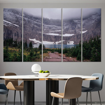 Iceberg Lake Mountain Scene: œuvre d'art sur toile de qualité supérieure, toile tendue 5P